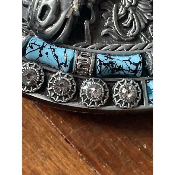 Belt Buckle Texas Horse Rhinestones 4 x 3" 1.5" Belt Metal Light - Picture 3 of 9